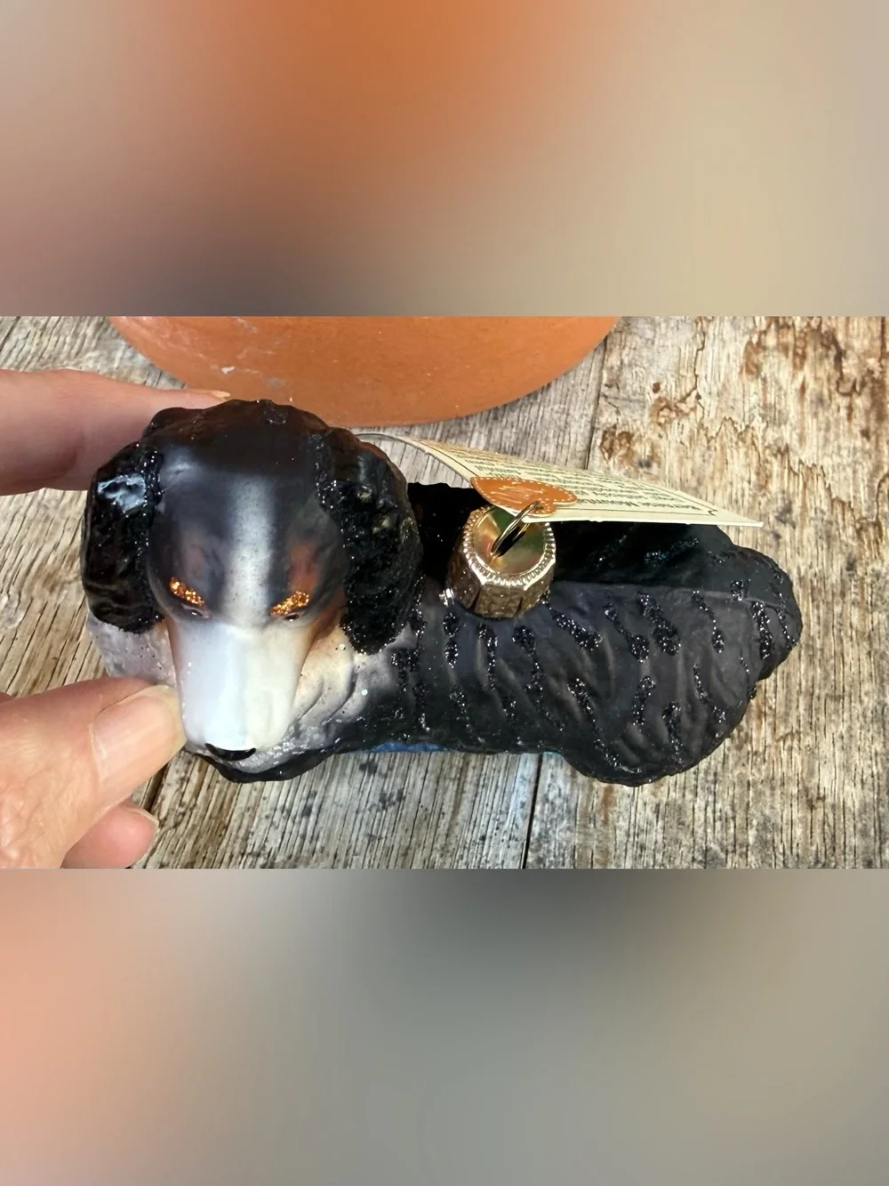 Old World Hand Blown Glass Christmas Ornament Bernese Mountain Dog